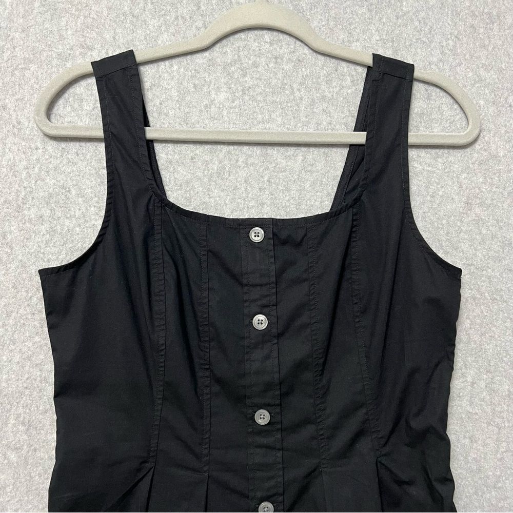 J. Crew Factory Black Sleeveless Placket Blouse NWT Size 6 Pleated Button Front - Picture 4 of 10